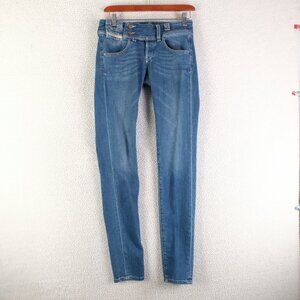 Diesel Jeans Womens 24 Blue Culturebelt Regular Slim Tapered Stretch Medium Wash